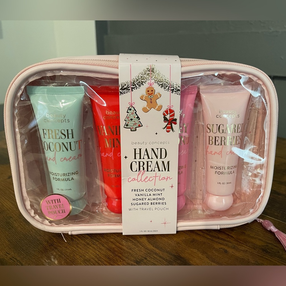 Beauty Concepts Hand Cream Set with Travel Pouch - Pink and Red